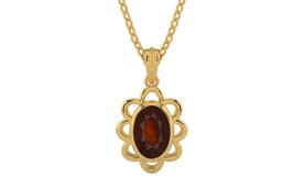 Gold Hessonite Garnet Pendant Fine Quality (P3)