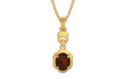 Gold Hessonite Garnet Pendant Fine Quality (P6)