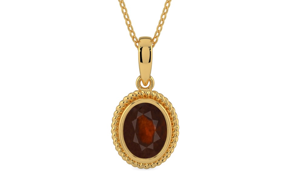 Gold Hessonite Garnet Pendant Fine Quality (P7)