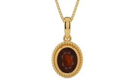 Gold Hessonite Garnet Pendant Fine Quality (P7)