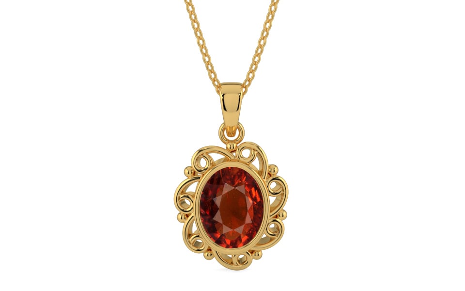 Gold Hessonite Garnet Pendant Rare Quality (P5)