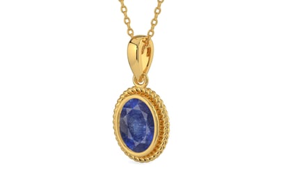 Gold Thailand Blue Sapphire Pendant Fine Quality (P7)