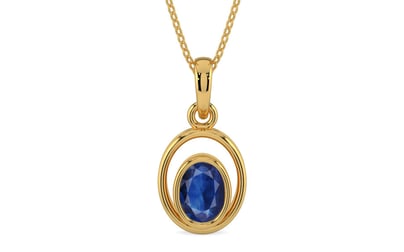 Gold Thailand Blue Sapphire Pendant Limited Quality (P12)