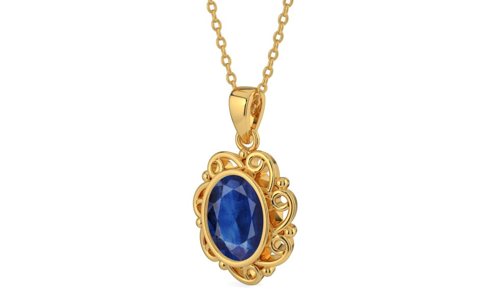 Gold Thailand Blue Sapphire Pendant Limited Quality (P5)