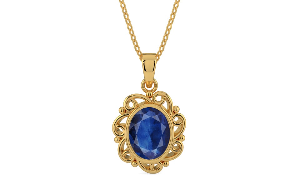 Gold Thailand Blue Sapphire Pendant Limited Quality (P5)