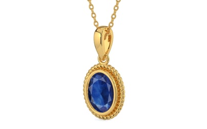 Gold Thailand Blue Sapphire Pendant Limited Quality (P7)