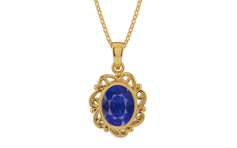 Gold Thailand Blue Sapphire Pendant Prime Quality (P5)