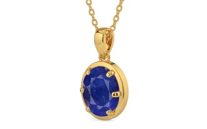 Gold Thailand Blue Sapphire Pendant Prime Quality (P8)