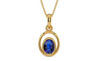 Gold Thailand Blue Sapphire Pendant Rare Quality (P12)