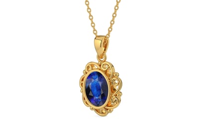 Gold Thailand Blue Sapphire Pendant Rare Quality (P5)