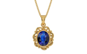 Gold Thailand Blue Sapphire Pendant Rare Quality (P5)