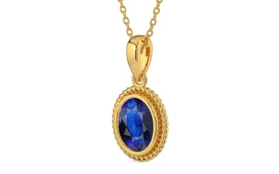 Gold Thailand Blue Sapphire Pendant Rare Quality (P7)