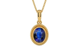 Gold Thailand Blue Sapphire Pendant Rare Quality (P7)