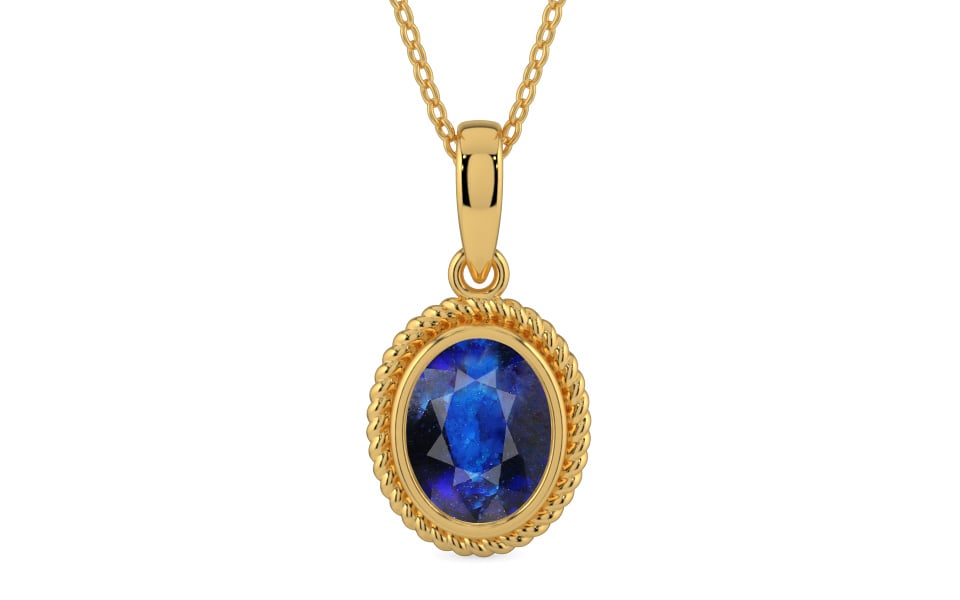 Gold Thailand Blue Sapphire Pendant Rare Quality (P7)