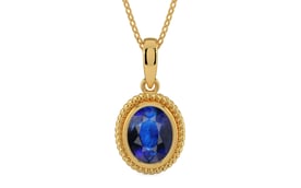 Gold Thailand Blue Sapphire Pendant Rare Quality (P7)
