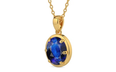 Gold Thailand Blue Sapphire Pendant Rare Quality (P8)