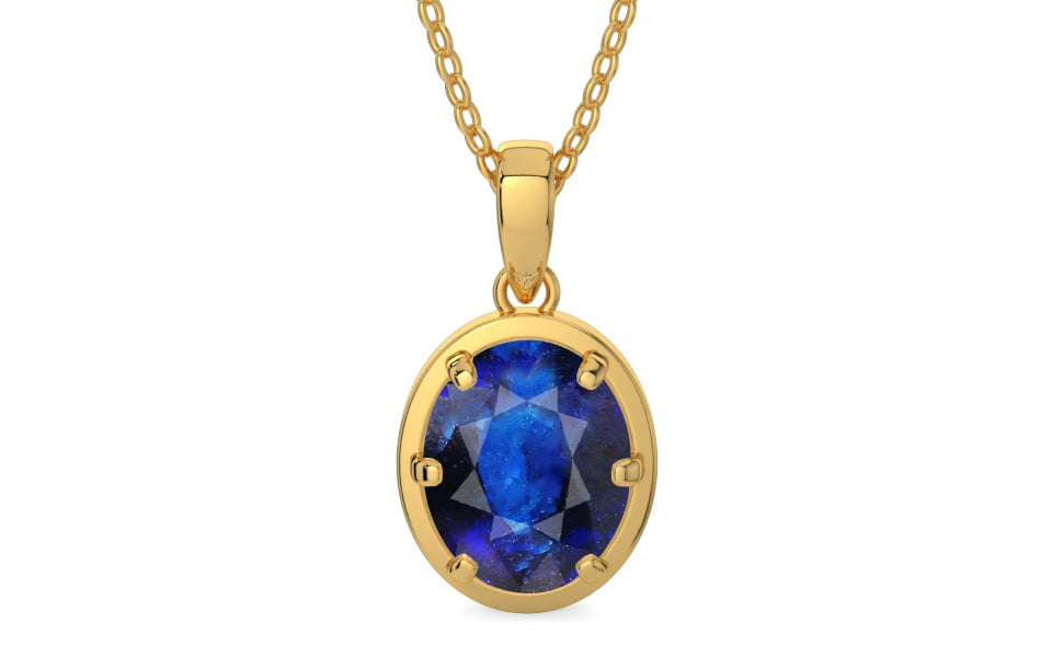 Gold Thailand Blue Sapphire Pendant Rare Quality (P8)