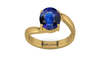 Gold Thailand Blue Sapphire Ring Rare Quality (R2)