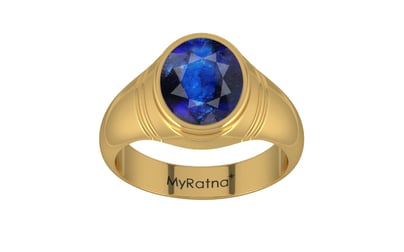 Gold Thailand Blue Sapphire Ring Rare Quality (R7)