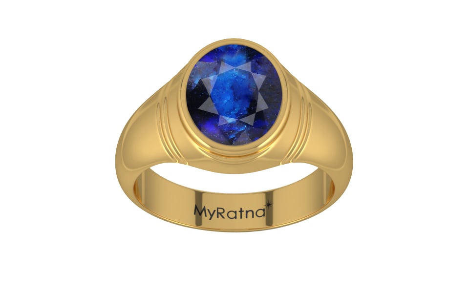 Gold Thailand Blue Sapphire Ring Rare Quality (R7)