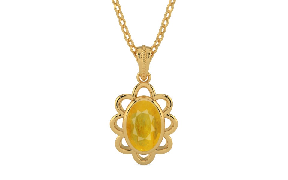 Gold Thailand Yellow Sapphire Pendant Fine Quality (P3)
