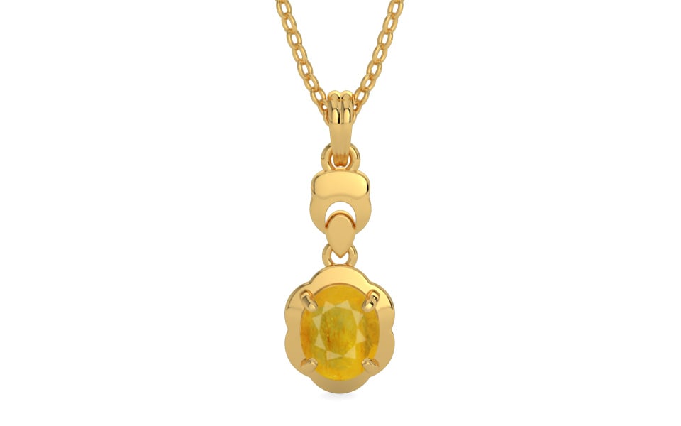 Gold Thailand Yellow Sapphire Pendant Fine Quality (P6)