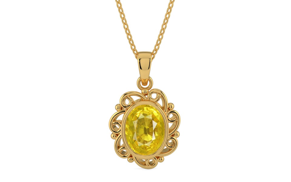 Gold Thailand Yellow Sapphire Pendant Limited Quality (P5)