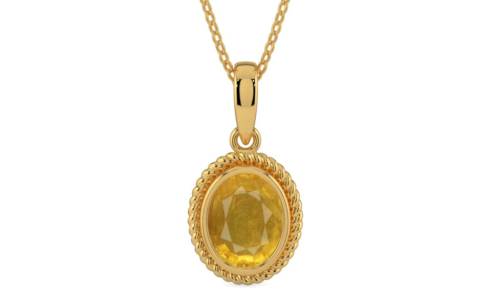 Gold Thailand Yellow Sapphire Pendant Prime Quality (P7)