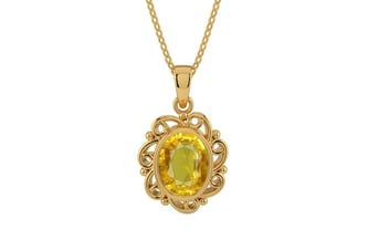 Gold Thailand Yellow Sapphire Pendant Rare Quality (P5)