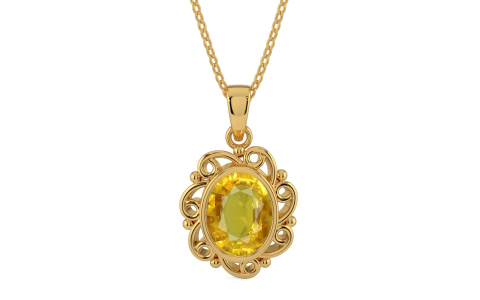 Gold Thailand Yellow Sapphire Pendant Rare Quality (P5)