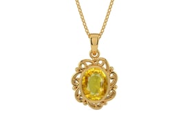 Gold Thailand Yellow Sapphire Pendant Rare Quality (P5)