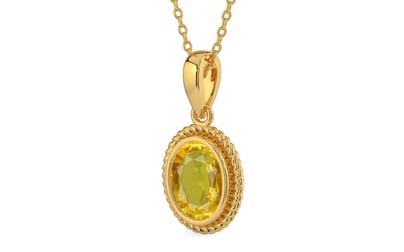 Gold Thailand Yellow Sapphire Pendant Rare Quality (P7)