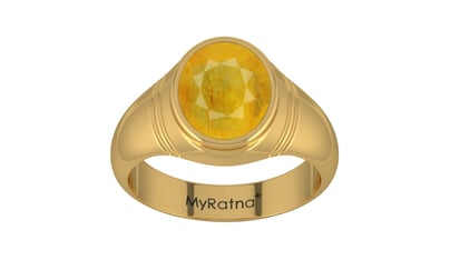 Gold Thailand Yellow Sapphire Ring Fine Quality (R7)