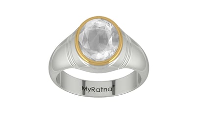 GoldCap Ceylon White Sapphire Ring Limited Quality (R7)