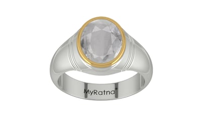 GoldCap Ceylon White Sapphire Ring Prime Quality (R7)