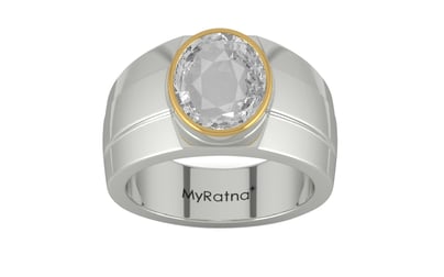 Goldcap Ceylon White Sapphire Ring Rare Quality (R1)
