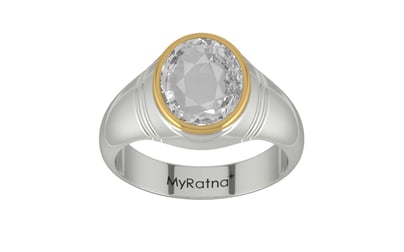 GoldCap Ceylon White Sapphire Ring Rare Quality (R7)