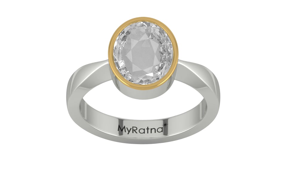 GoldCap Ceylon White Sapphire Ring Rare Quality (R9)