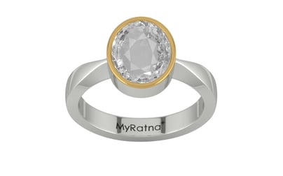 GoldCap Ceylon White Sapphire Ring Rare Quality (R9)