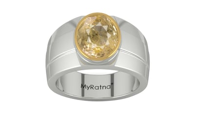 Goldcap Ceylon Yellow Sapphire Ring Fine Quality (R1)