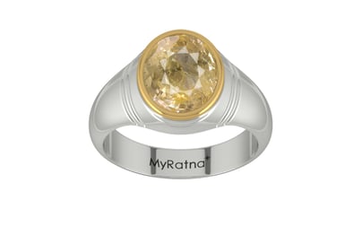 GoldCap Ceylon Yellow Sapphire Ring Fine Quality (R7)