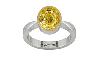 GoldCap Ceylon Yellow Sapphire Ring Rare Quality (R9)
