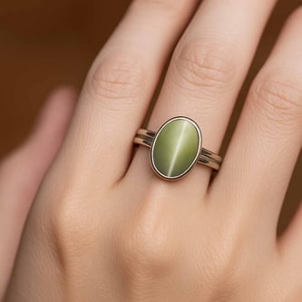 Grand Heritage 925 Sterling Silver Cat's Eye Stone Ladies’ Ring