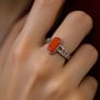 Grand Heritage 925 Sterling Silver Red Coral Stone Ladies’ Ring