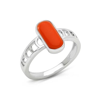 Grand Heritage 925 Sterling Silver Red Coral Stone Ladies’ Ring