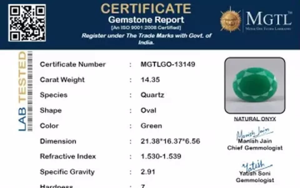 Green Onyx - 14.35 Carat Prime Quality GO-13149