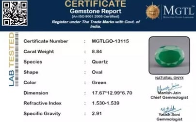 Green Onyx - 8.84 Carat Prime Quality GO-13115