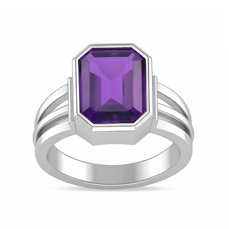 Handcrafted Sterling Silver Premium Amethyst Men’s Ring