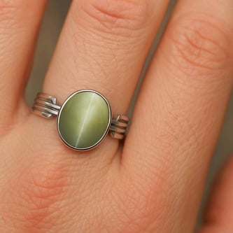 Handcrafted Sterling Silver Premium Cat's Eye Men’s Ring