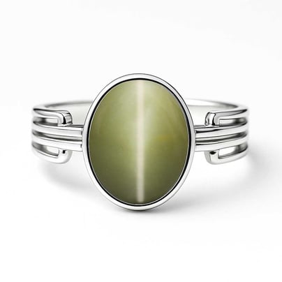 Handcrafted Sterling Silver Premium Cat's Eye Men’s Ring
